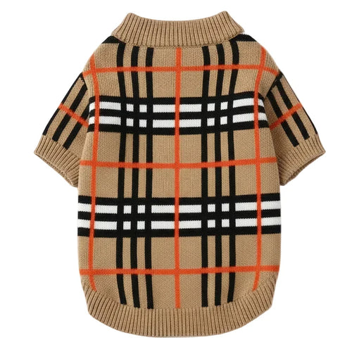 Plaid sweater on a white background.