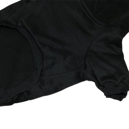 Close-up of a black garment on a white background