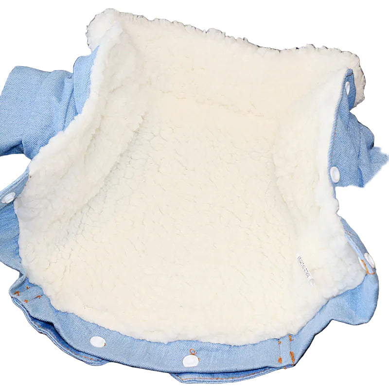 White cushion with blue trim on a textured surface